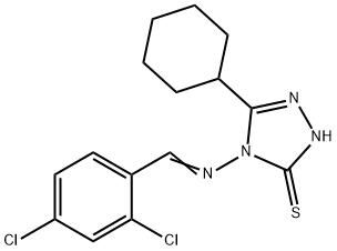 3-cyclohexyl-4-[(E)-(2,4-dichlorophenyl)methylideneamino]-1H-1,2,4-triazole-5-thione Struktur