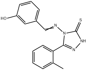4-[(E)-(3-hydroxyphenyl)methylideneamino]-3-(2-methylphenyl)-1H-1,2,4-triazole-5-thione Struktur