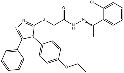 N-[(Z)-1-(2-chlorophenyl)ethylideneamino]-2-[[4-(4-ethoxyphenyl)-5-phenyl-1,2,4-triazol-3-yl]sulfanyl]acetamide Struktur