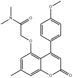 2-[4-(4-methoxyphenyl)-7-methyl-2-oxochromen-5-yl]oxy-N,N-dimethylacetamide Struktur