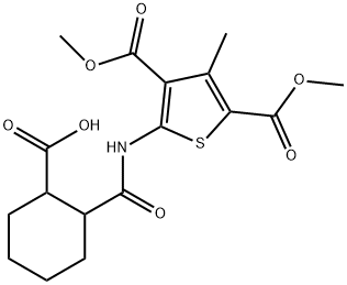 2-[[3,5-bis(methoxycarbonyl)-4-methylthiophen-2-yl]carbamoyl]cyclohexane-1-carboxylic acid Structure