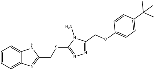 3-(1H-benzimidazol-2-ylmethylsulfanyl)-5-[(4-tert-butylphenoxy)methyl]-1,2,4-triazol-4-amine Struktur