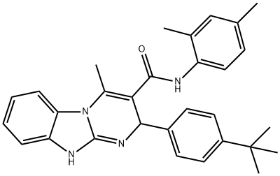 2-(4-tert-butylphenyl)-N-(2,4-dimethylphenyl)-4-methyl-2,10-dihydropyrimido[1,2-a]benzimidazole-3-carboxamide Struktur