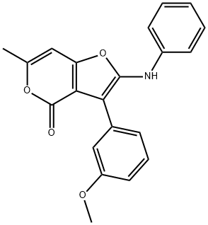 2-anilino-3-(3-methoxyphenyl)-6-methylfuro[3,2-c]pyran-4-one Struktur