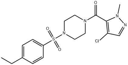 (4-chloro-2-methylpyrazol-3-yl)-[4-(4-ethylphenyl)sulfonylpiperazin-1-yl]methanone Structure
