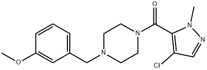 (4-chloro-2-methylpyrazol-3-yl)-[4-[(3-methoxyphenyl)methyl]piperazin-1-yl]methanone Structure