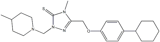 5-[(4-cyclohexylphenoxy)methyl]-4-methyl-2-[(4-methylpiperidin-1-yl)methyl]-1,2,4-triazole-3-thione Struktur