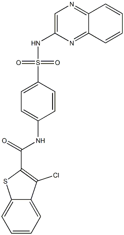 3-chloro-N-[4-(quinoxalin-2-ylsulfamoyl)phenyl]-1-benzothiophene-2-carboxamide Structure