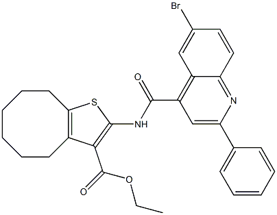 ethyl 2-[(6-bromo-2-phenylquinoline-4-carbonyl)amino]-4,5,6,7,8,9-hexahydrocycloocta[b]thiophene-3-carboxylate Structure