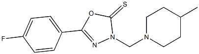 5-(4-fluorophenyl)-3-[(4-methylpiperidin-1-yl)methyl]-1,3,4-oxadiazole-2-thione Struktur