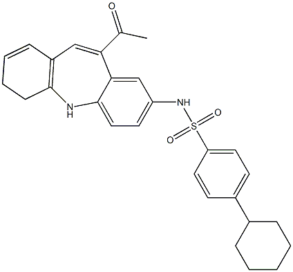 N-(11-acetyl-5,6-dihydrobenzo[b][1]benzazepin-2-yl)-4-cyclohexylbenzenesulfonamide Struktur