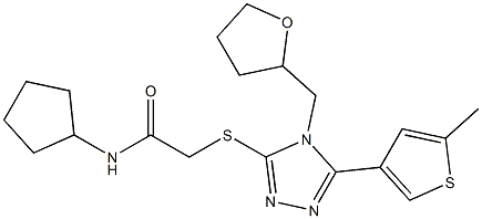 N-cyclopentyl-2-[[5-(5-methylthiophen-3-yl)-4-(oxolan-2-ylmethyl)-1,2,4-triazol-3-yl]sulfanyl]acetamide Structure