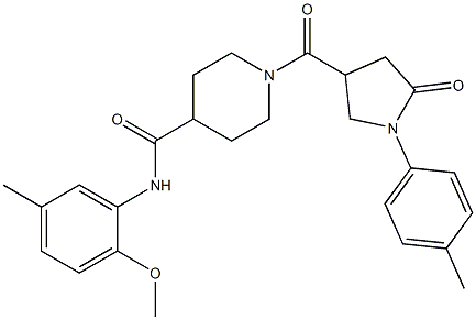 N-(2-methoxy-5-methylphenyl)-1-[1-(4-methylphenyl)-5-oxopyrrolidine-3-carbonyl]piperidine-4-carboxamide Structure