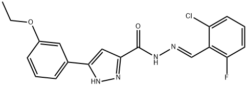 N-[(E)-(2-chloro-6-fluorophenyl)methylideneamino]-3-(3-ethoxyphenyl)-1H-pyrazole-5-carboxamide Struktur