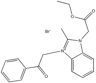 ethyl 2-(2-methyl-3-phenacylbenzimidazol-3-ium-1-yl)acetate bromide Struktur
