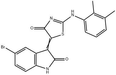 (5Z)-5-(5-bromo-2-oxo-1H-indol-3-ylidene)-2-(2,3-dimethylanilino)-1,3-thiazol-4-one Struktur