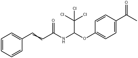 (E)-N-[1-(4-acetylphenoxy)-2,2,2-trichloroethyl]-3-phenylprop-2-enamide Struktur