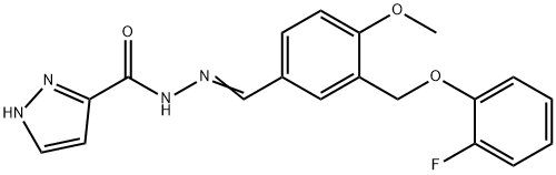 N-[(E)-[3-[(2-fluorophenoxy)methyl]-4-methoxyphenyl]methylideneamino]-1H-pyrazole-5-carboxamide Structure