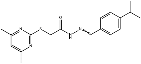 2-(4,6-dimethylpyrimidin-2-yl)sulfanyl-N-[(E)-(4-propan-2-ylphenyl)methylideneamino]acetamide Struktur