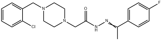 2-[4-[(2-chlorophenyl)methyl]piperazin-1-yl]-N-[(E)-1-(4-fluorophenyl)ethylideneamino]acetamide Struktur