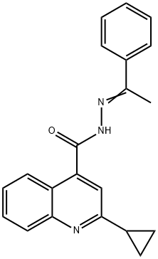 2-cyclopropyl-N-[(E)-1-phenylethylideneamino]quinoline-4-carboxamide Struktur