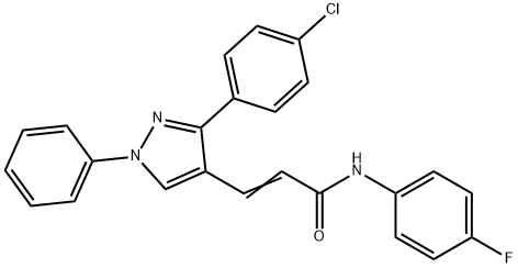 (E)-3-[3-(4-chlorophenyl)-1-phenylpyrazol-4-yl]-N-(4-fluorophenyl)prop-2-enamide Struktur