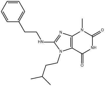 3-methyl-7-(3-methylbutyl)-8-(2-phenylethylamino)purine-2,6-dione Struktur
