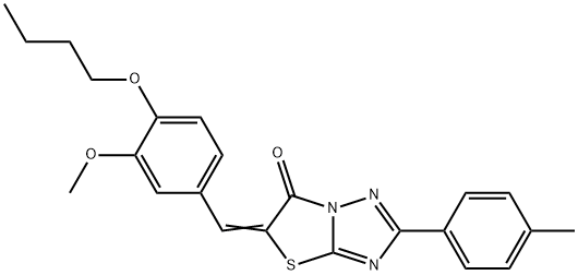 (5Z)-5-[(4-butoxy-3-methoxyphenyl)methylidene]-2-(4-methylphenyl)-[1,3]thiazolo[3,2-b][1,2,4]triazol-6-one Struktur