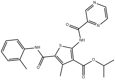 propan-2-yl 4-methyl-5-[(2-methylphenyl)carbamoyl]-2-(pyrazine-2-carbonylamino)thiophene-3-carboxylate Struktur