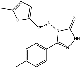 4-[(E)-(5-methylfuran-2-yl)methylideneamino]-3-(4-methylphenyl)-1H-1,2,4-triazole-5-thione Struktur
