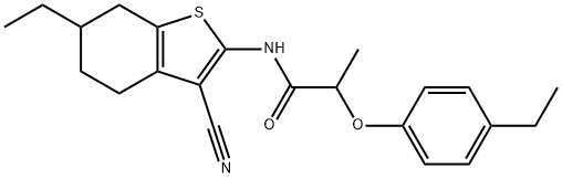 N-(3-cyano-6-ethyl-4,5,6,7-tetrahydro-1-benzothiophen-2-yl)-2-(4-ethylphenoxy)propanamide Struktur