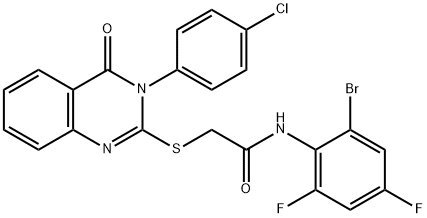 N-(2-bromo-4,6-difluorophenyl)-2-[3-(4-chlorophenyl)-4-oxoquinazolin-2-yl]sulfanylacetamide Struktur