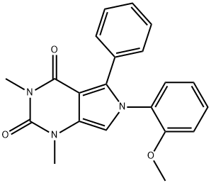 6-(2-methoxyphenyl)-1,3-dimethyl-5-phenylpyrrolo[3,4-d]pyrimidine-2,4-dione Struktur