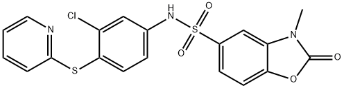 N-(3-chloro-4-pyridin-2-ylsulfanylphenyl)-3-methyl-2-oxo-1,3-benzoxazole-5-sulfonamide Structure