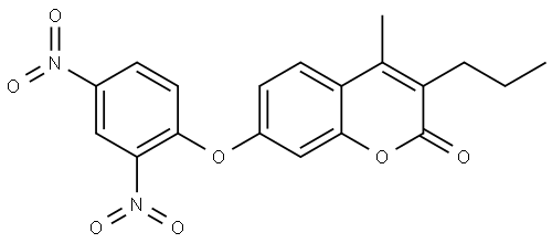 7-(2,4-dinitrophenoxy)-4-methyl-3-propylchromen-2-one Struktur