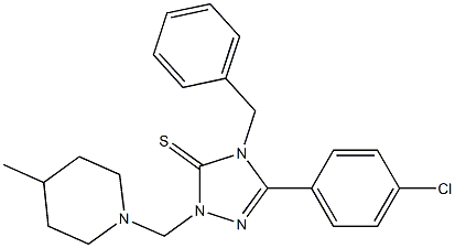 4-benzyl-5-(4-chlorophenyl)-2-[(4-methylpiperidin-1-yl)methyl]-1,2,4-triazole-3-thione Struktur