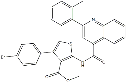 methyl 4-(4-bromophenyl)-2-[[2-(2-methylphenyl)quinoline-4-carbonyl]amino]thiophene-3-carboxylate Structure