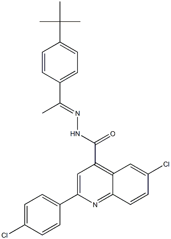 N-[(E)-1-(4-tert-butylphenyl)ethylideneamino]-6-chloro-2-(4-chlorophenyl)quinoline-4-carboxamide Struktur