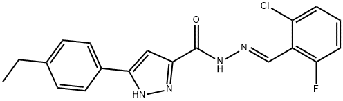 N-[(E)-(2-chloro-6-fluorophenyl)methylideneamino]-3-(4-ethylphenyl)-1H-pyrazole-5-carboxamide Structure