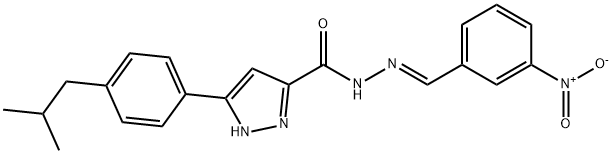 3-[4-(2-methylpropyl)phenyl]-N-[(E)-(3-nitrophenyl)methylideneamino]-1H-pyrazole-5-carboxamide Struktur
