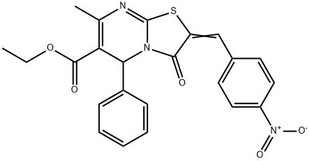 ethyl (2E)-7-methyl-2-[(4-nitrophenyl)methylidene]-3-oxo-5-phenyl-5H-[1,3]thiazolo[3,2-a]pyrimidine-6-carboxylate Struktur