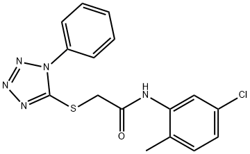 N-(5-chloro-2-methylphenyl)-2-(1-phenyltetrazol-5-yl)sulfanylacetamide Struktur