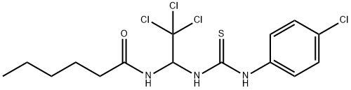 N-[2,2,2-trichloro-1-[(4-chlorophenyl)carbamothioylamino]ethyl]hexanamide Struktur