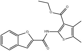 ethyl 2-(1-benzofuran-2-carbonylamino)-4,5-dimethylthiophene-3-carboxylate Struktur