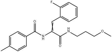N-[(Z)-1-(2-fluorophenyl)-3-(3-methoxypropylamino)-3-oxoprop-1-en-2-yl]-4-methylbenzamide Struktur