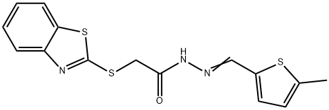 2-(1,3-benzothiazol-2-ylsulfanyl)-N-[(E)-(5-methylthiophen-2-yl)methylideneamino]acetamide Struktur