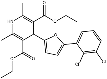 diethyl 4-[5-(2,3-dichlorophenyl)furan-2-yl]-2,6-dimethyl-1,4-dihydropyridine-3,5-dicarboxylate Struktur
