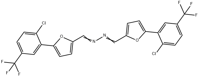 (E)-1-[5-[2-chloro-5-(trifluoromethyl)phenyl]furan-2-yl]-N-[(E)-[5-[2-chloro-5-(trifluoromethyl)phenyl]furan-2-yl]methylideneamino]methanimine Struktur