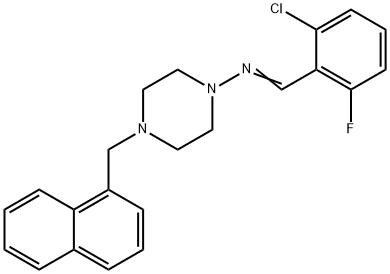 (E)-1-(2-chloro-6-fluorophenyl)-N-[4-(naphthalen-1-ylmethyl)piperazin-1-yl]methanimine Struktur