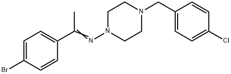 (E)-1-(4-bromophenyl)-N-[4-[(4-chlorophenyl)methyl]piperazin-1-yl]ethanimine Struktur